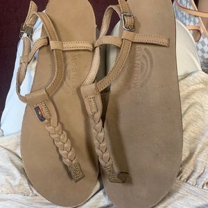 Rainbow braided sandals